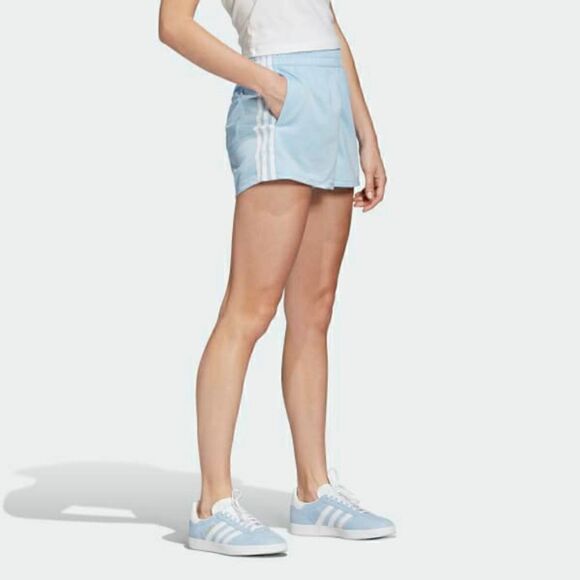 Adidas Originals Three Stripes Shorts Blue White - Picture 4 of 9